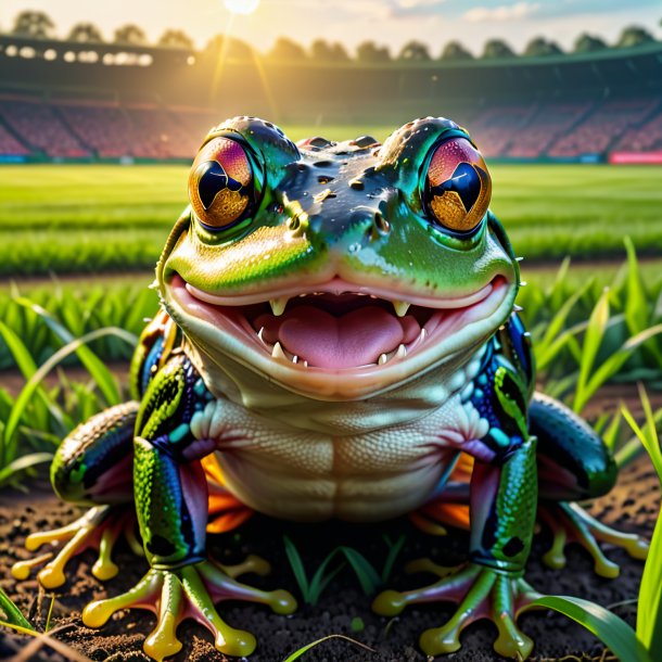 Picture of a angry of a frog on the field