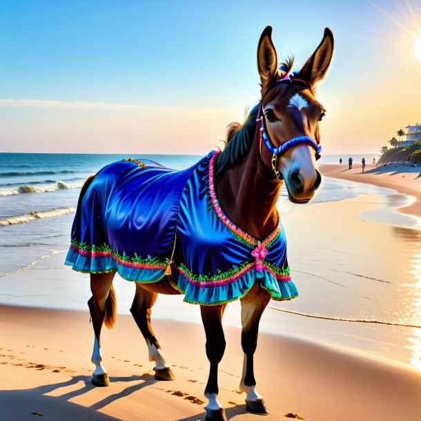 Foto de una mula en un vestido en la playa