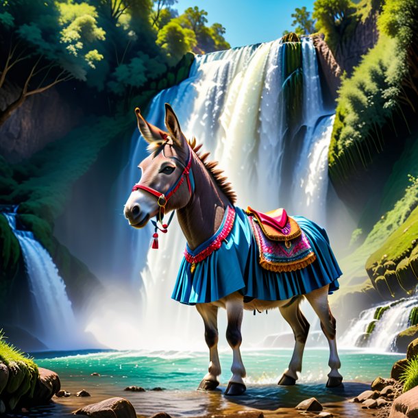 Pic of a donkey in a skirt in the waterfall