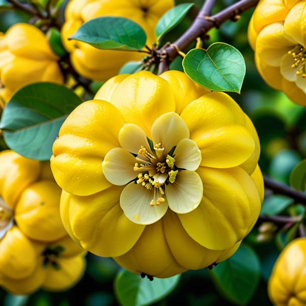 Fotografía de un membrillo amarillo