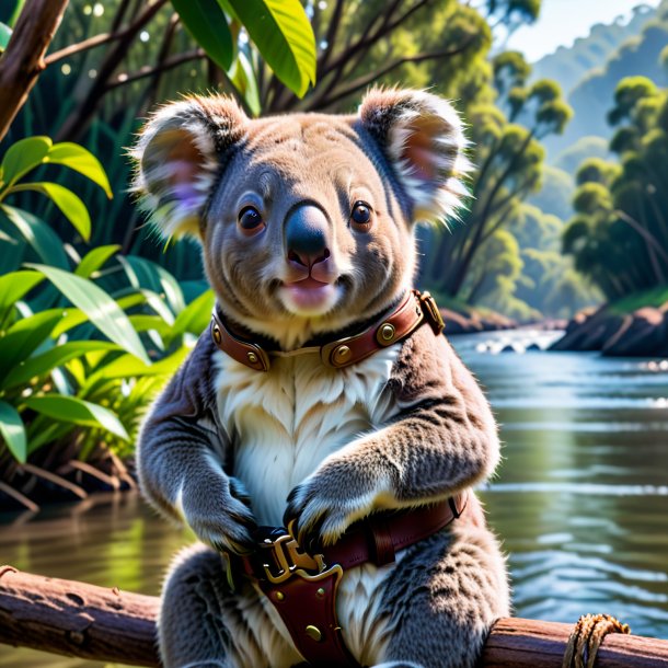 Foto de un koala en un cinturón en el río