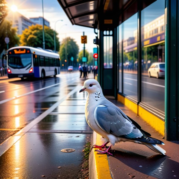 Pic of a crying of a dove on the bus stop