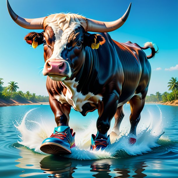 Image of a bull in a shoes in the water