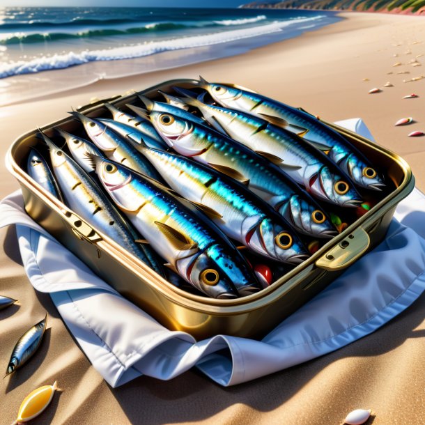 Illustration d'une sardine en manteau sur la plage