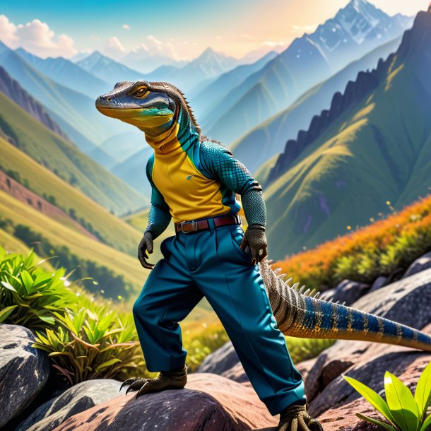 Picture of a monitor lizard in a trousers in the mountains