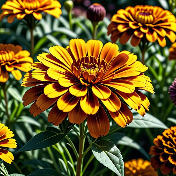 "cliparte d'un marigold brun, jardin"