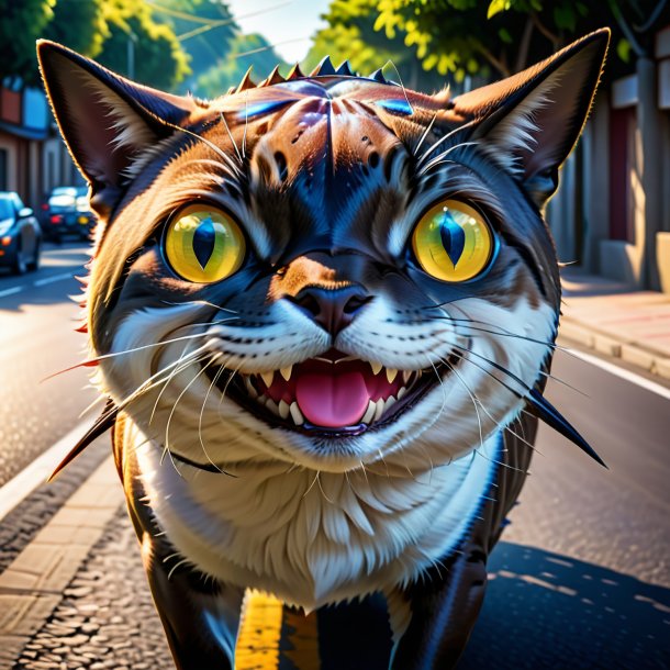 Photo of a smiling of a tuna on the road