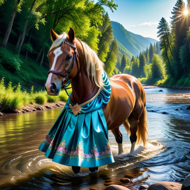 Pic of a horse in a skirt in the river