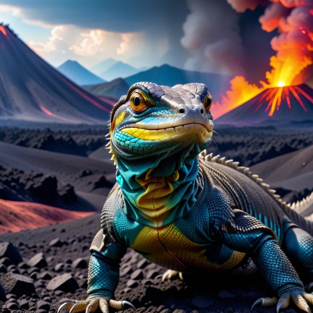 Photo d'un lézard moniteur dans une ceinture dans le volcan