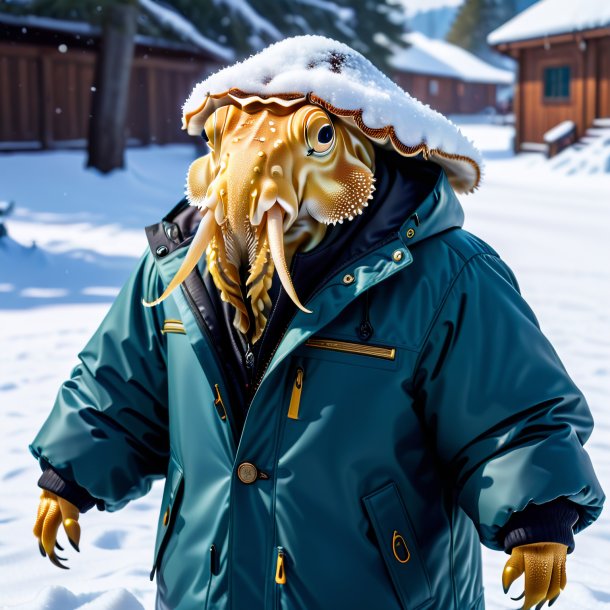 Pic of a cuttlefish in a jacket in the snow