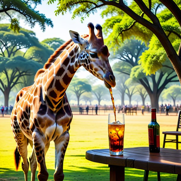 Pic of a drinking of a giraffe in the park