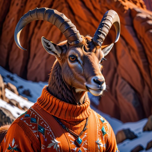 Pic of a ibex in a orange sweater