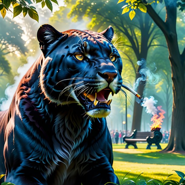 Image of a smoking of a panther in the park