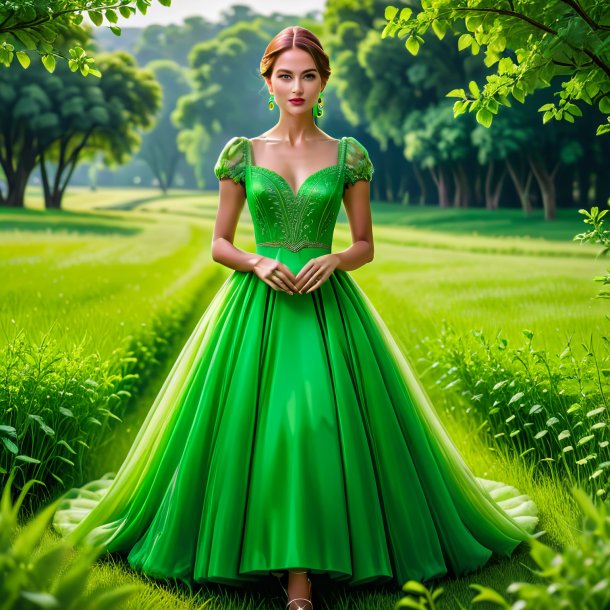 Picture of a pea green dress from grass