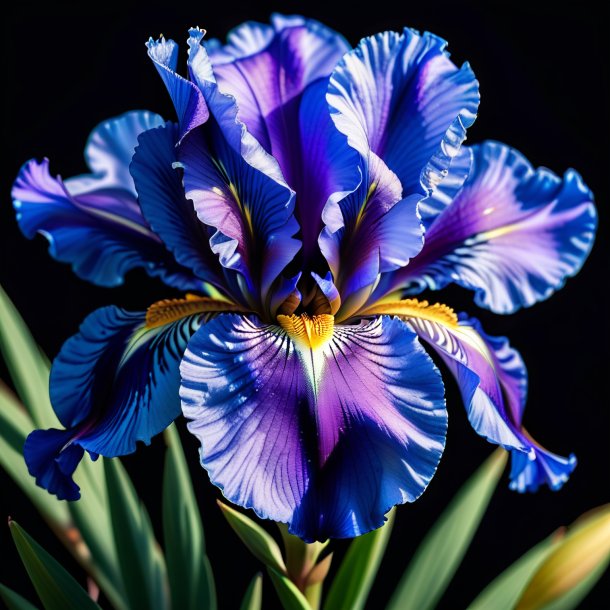 Portrait d'un iris bleu marine