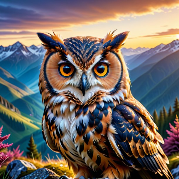 Picture of a smiling of a owl in the mountains