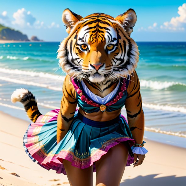 Pic of a tiger in a skirt on the beach