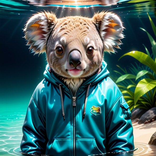 Drawing of a koala in a hoodie in the water