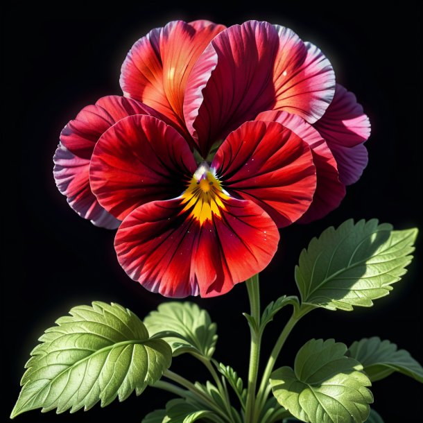 Drawing of a red pansy