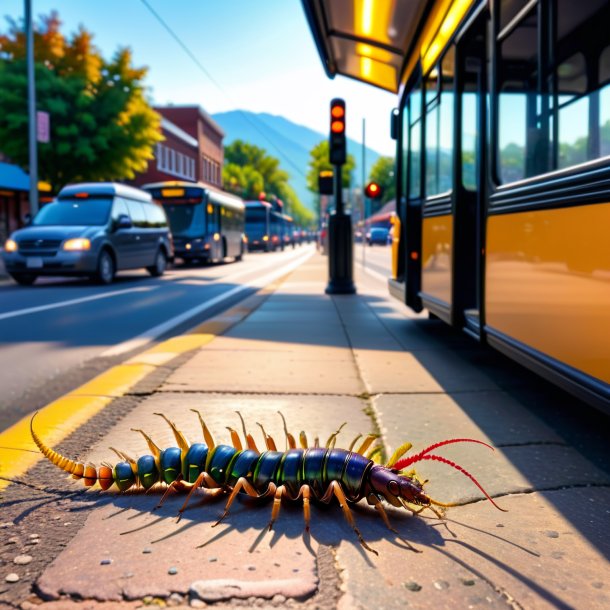 Pic of a drinking of a centipede on the bus stop