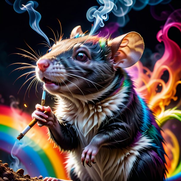 Image of a smoking of a rat on the rainbow