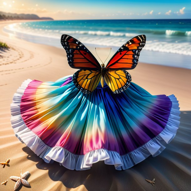 Imagen de una mariposa en una falda en la playa