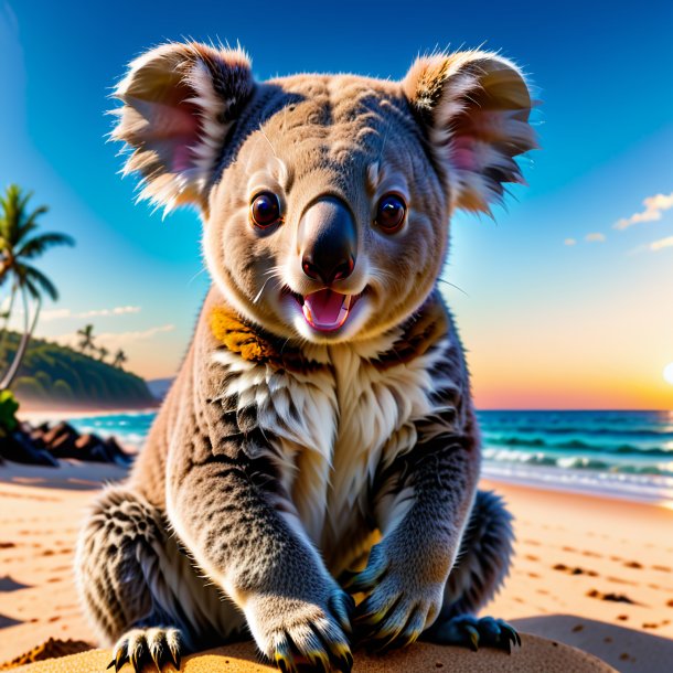 Photo of a angry of a koala on the beach