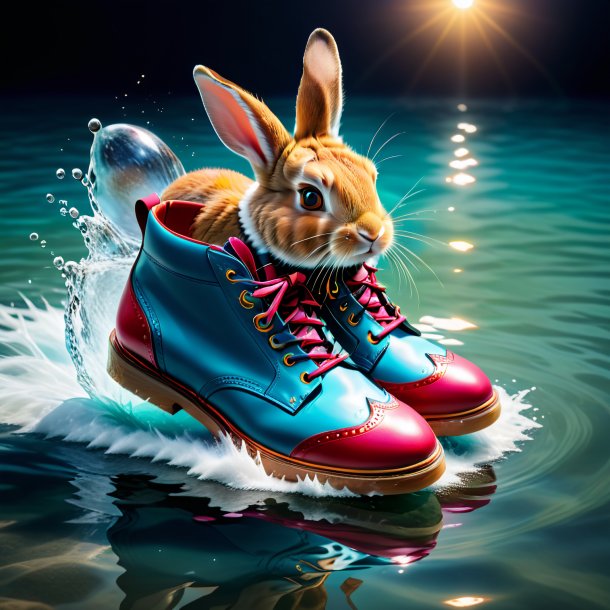 Photo of a rabbit in a shoes in the water