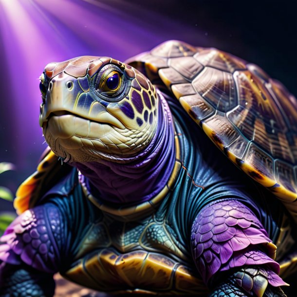 Photo of a turtle in a purple coat