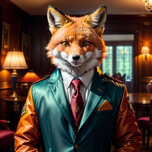 Drawing of a fox in a jacket in the house