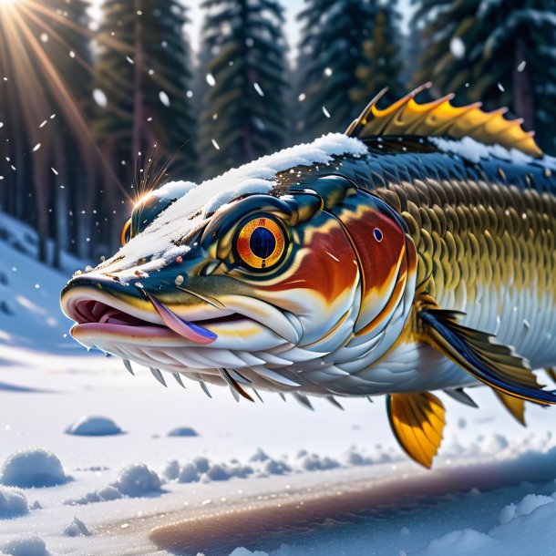 Pic of a crying of a pike in the snow