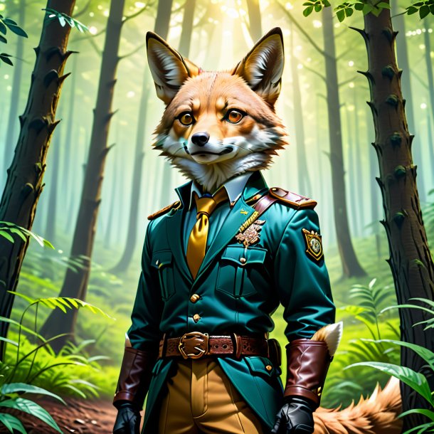 Illustration of a jackal in a belt in the forest