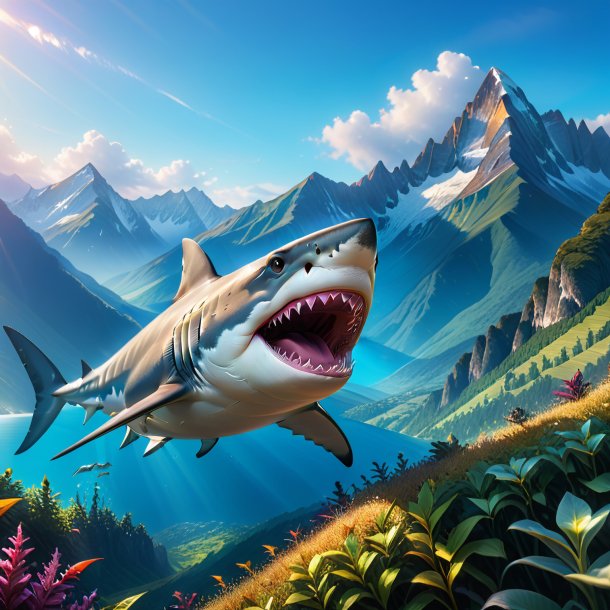 Picture of a smiling of a shark in the mountains