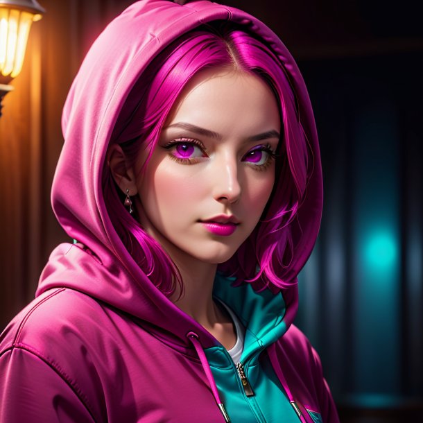 Portrait of a fuchsia hoodie from gypsum