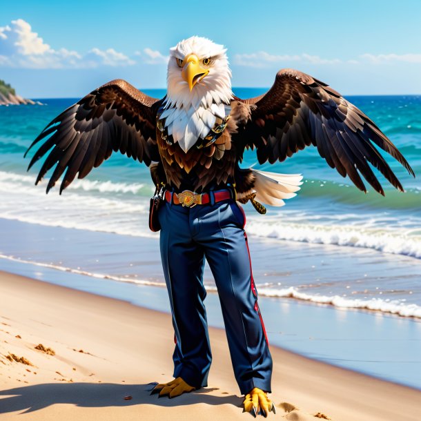 Picture of a eagle in a trousers on the beach