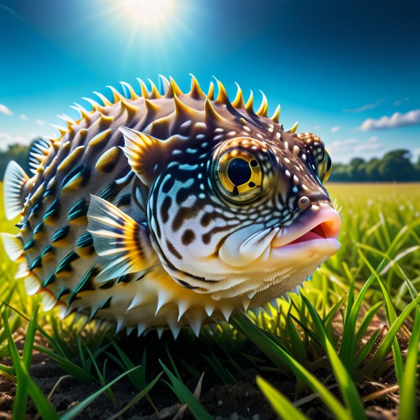 Photo d'une attente d'un poisson-pouf sur le terrain