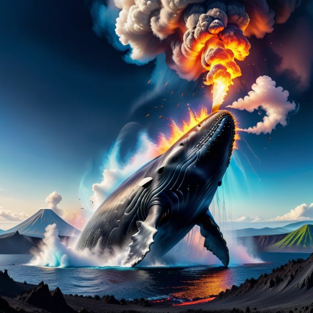 Photo of a smoking of a whale in the volcano