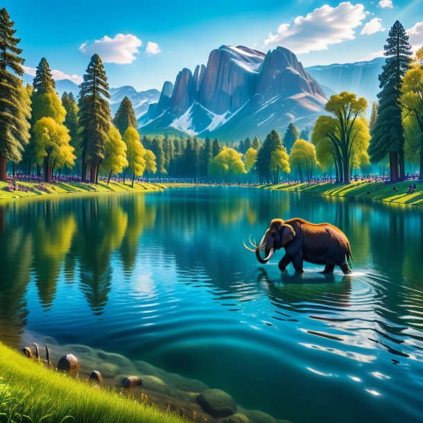 Pic of a swimming of a mammoth in the park