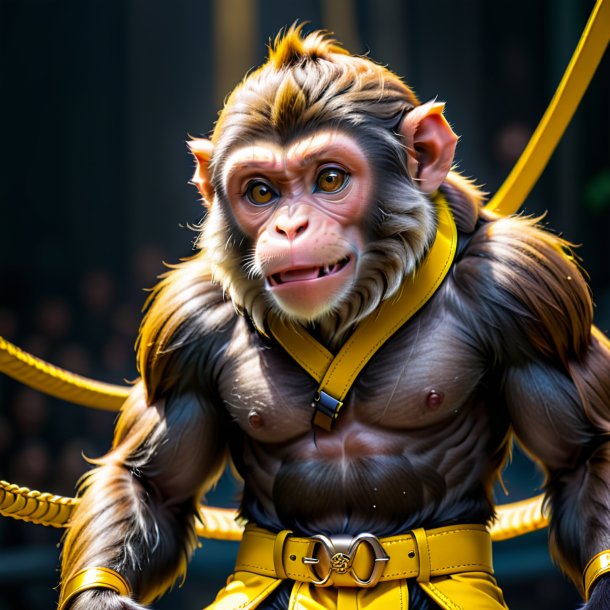 Imagem de um macaco em um cinto amarelo