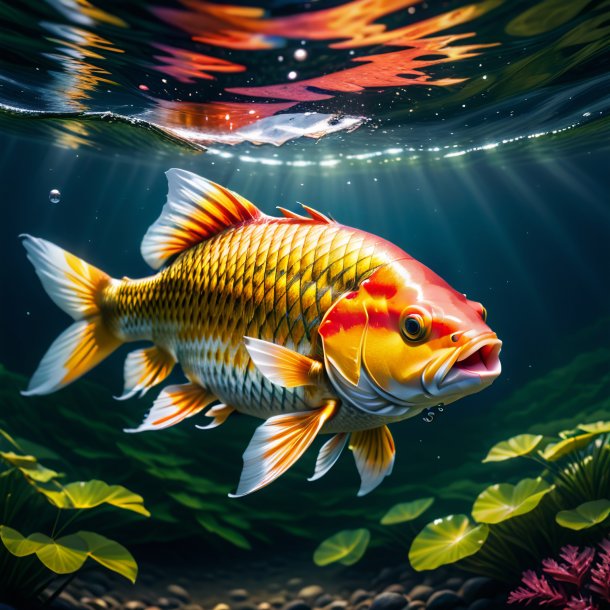 Pic of a carp in a sweater in the water