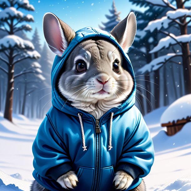 Drawing of a chinchillas in a hoodie in the snow