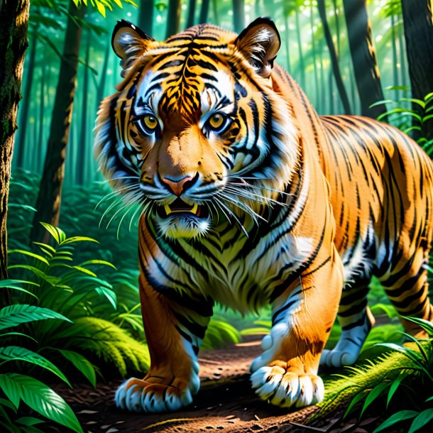 Pic of a playing of a tiger in the forest