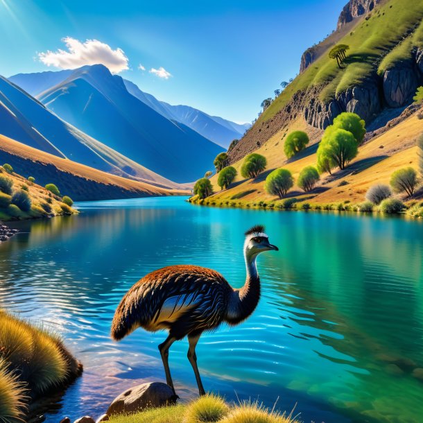 Pic of a swimming of a emu in the mountains