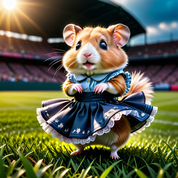 Imagem de um hamster em uma saia no campo