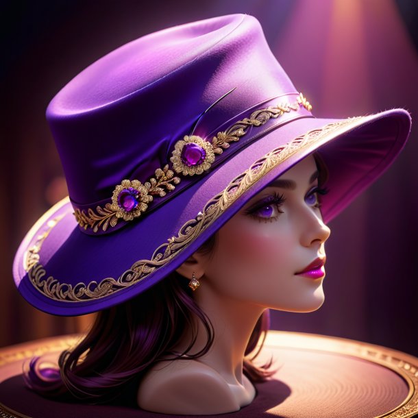 Clipart of a purple hat from clay