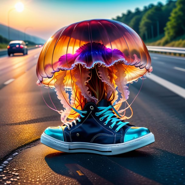 Pic of a jellyfish in a shoes on the highway