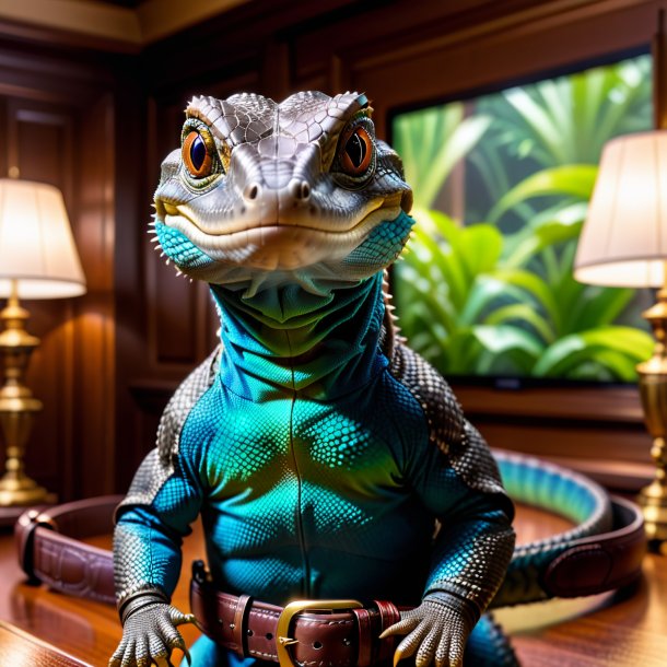 Image d'un lézard de moniteur dans une ceinture dans la maison