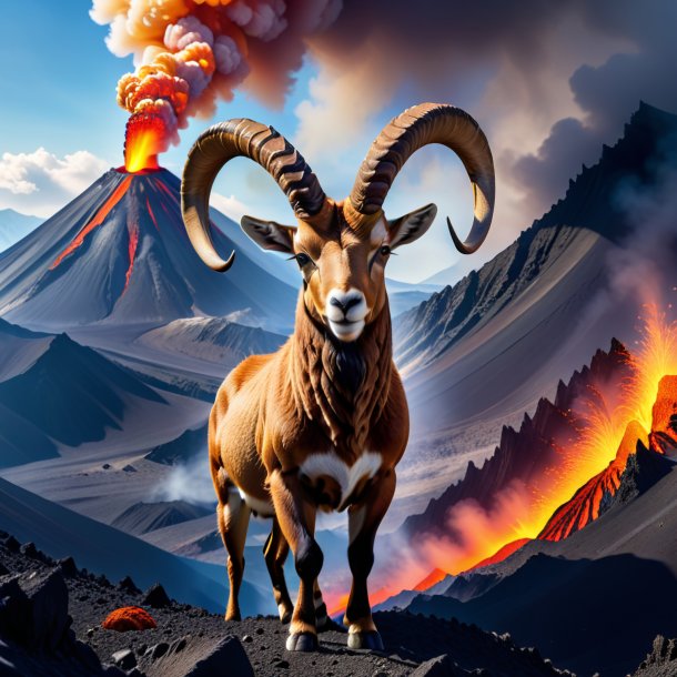 Image of a ibex in a gloves in the volcano