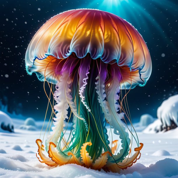 Photo of a threatening of a jellyfish in the snow