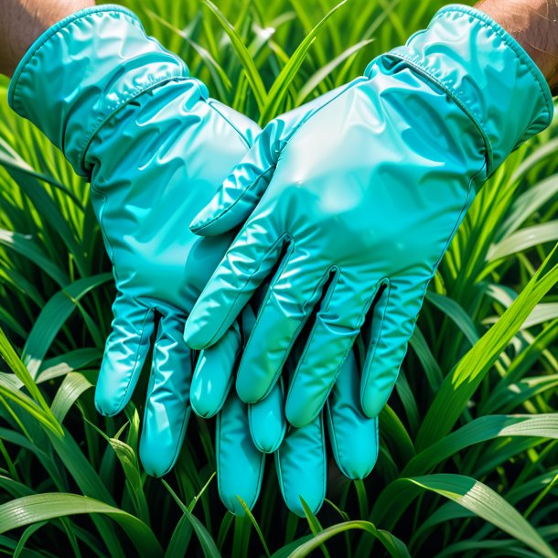 Portrait d'un gants cyan de l'herbe